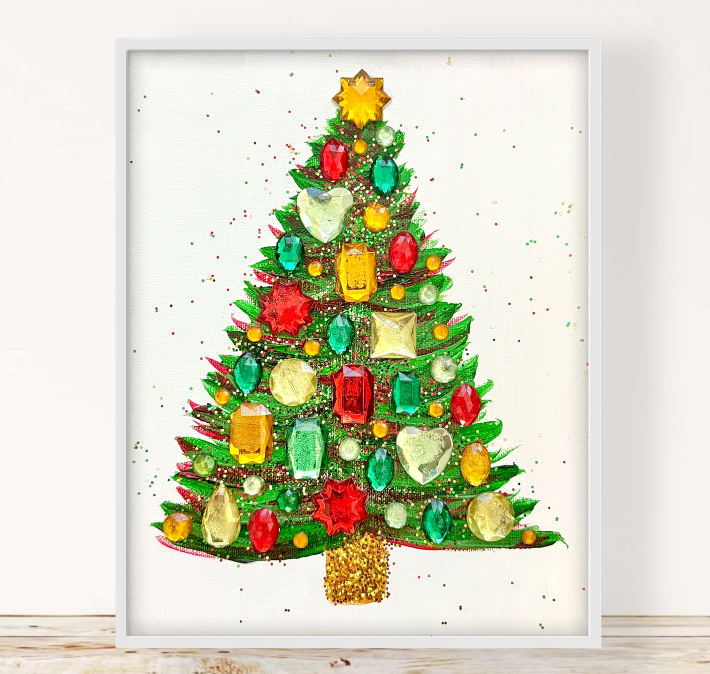 Green & Red Gem-Studded Xmas Tree