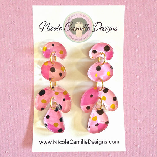 Pink Abstract Organic Dangle Acrylic Earrings