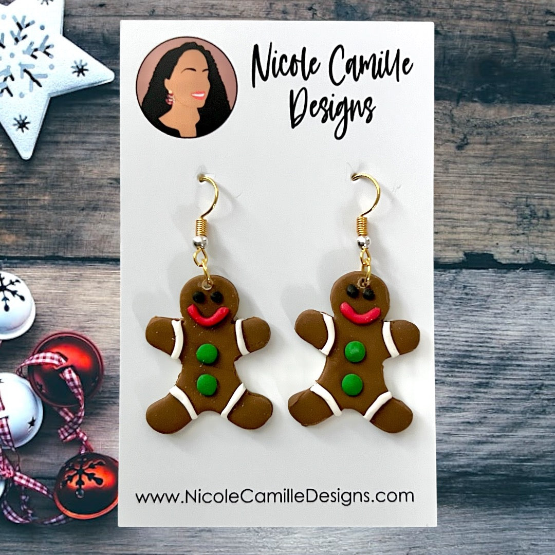 Gingerbread Man Clay Earrings