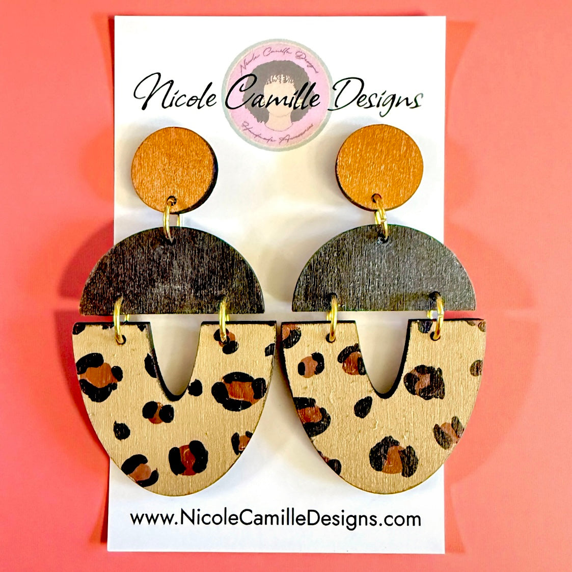 Fall Leopard Mix “Audra” Wood Earrings