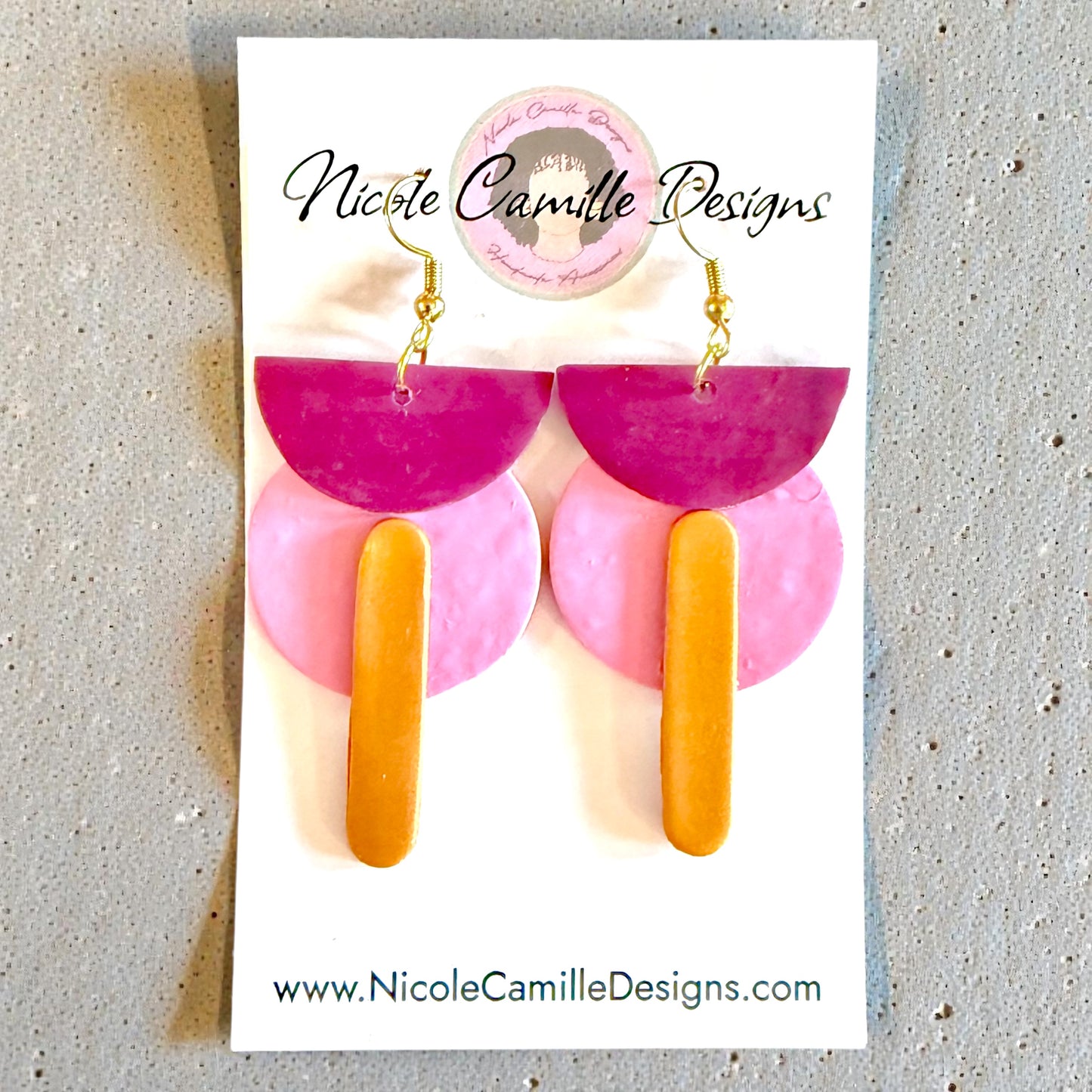 Plum & Pink Geo Clay Earrings