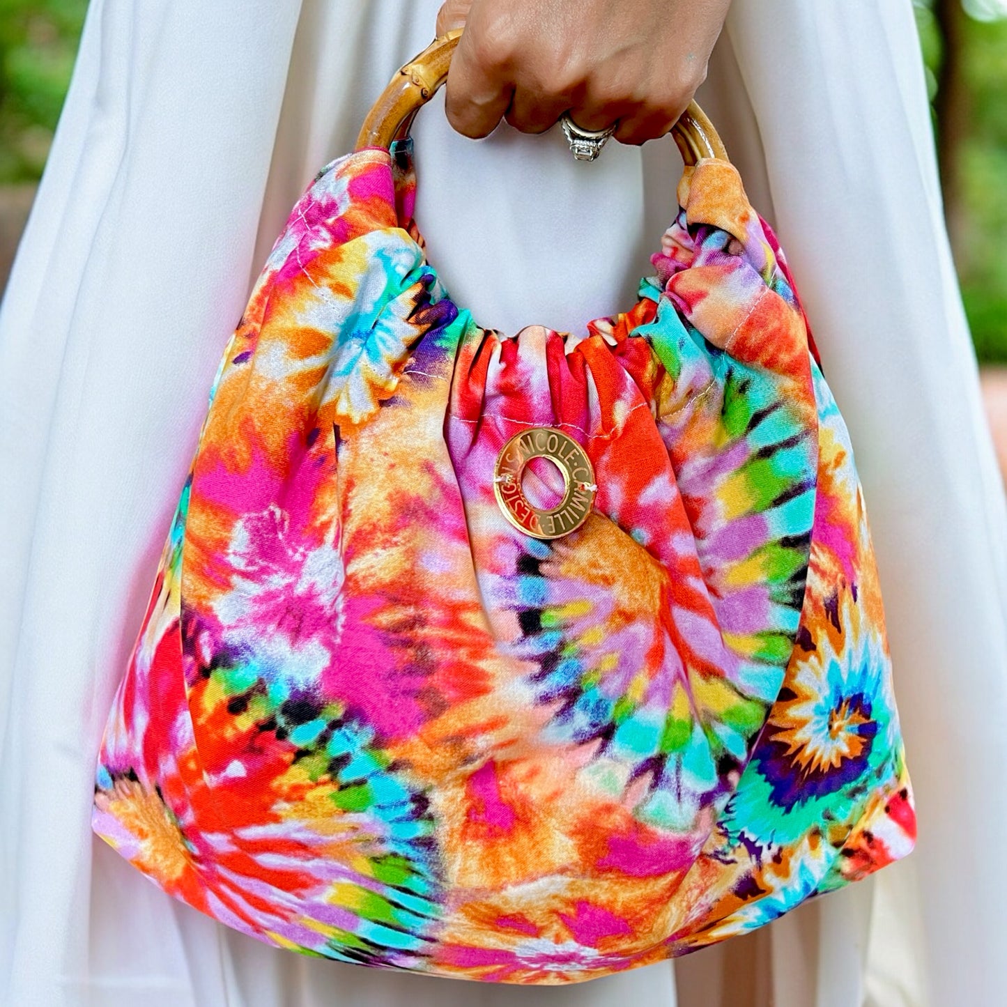 Tie Dye Bamboo Ring Handbag