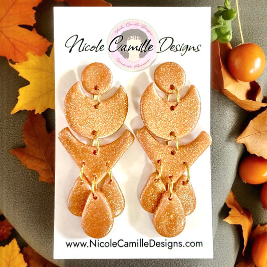 Rose Gold Geo Dangle Clay Earrings