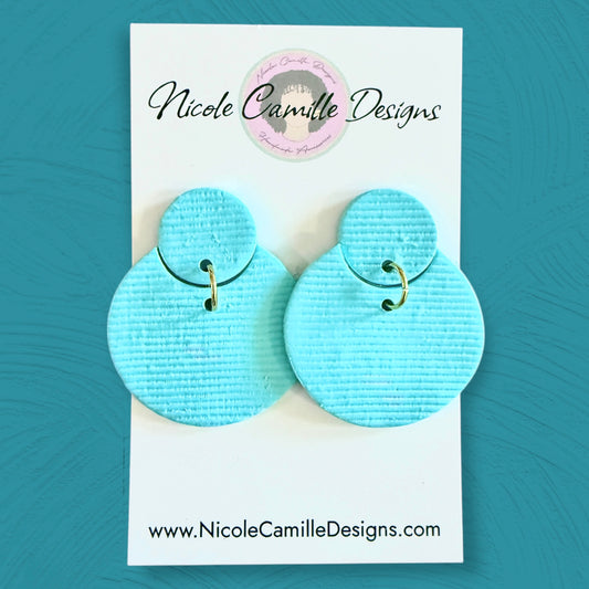 Light Blue Textured Geometric Clay Earrings