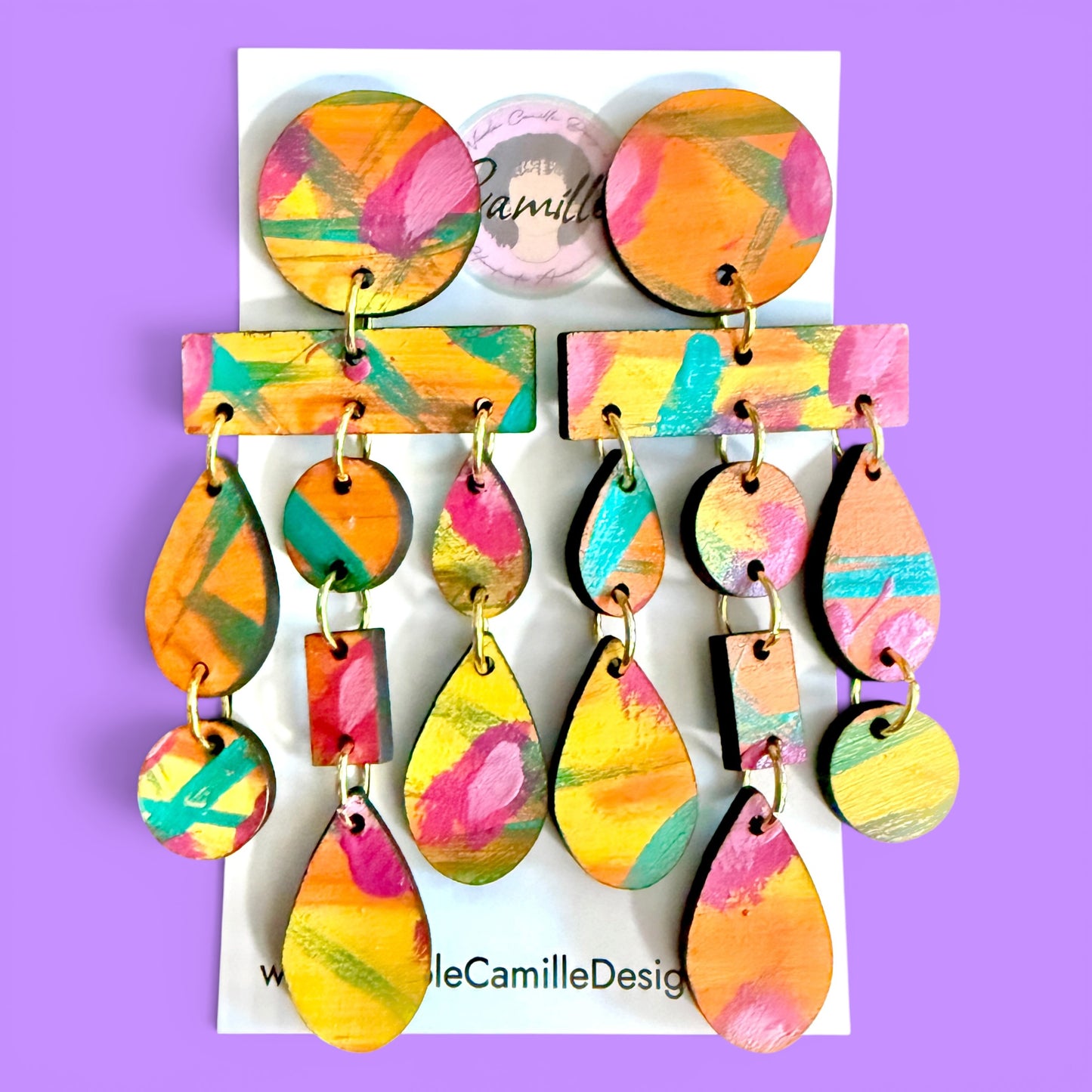 Sunset Mix “Morocco” Wood Earrings