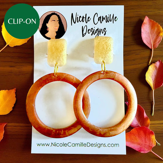 Fall Metallic Mix Hoops Clip-on Resin Earrings