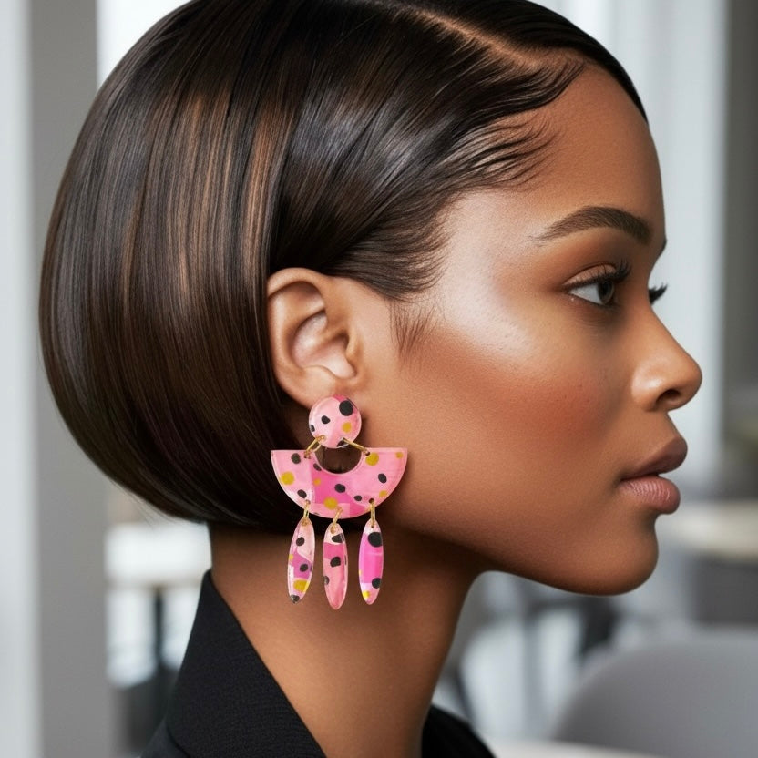 Pink Abstract “Pamela” Acrylic Earrings