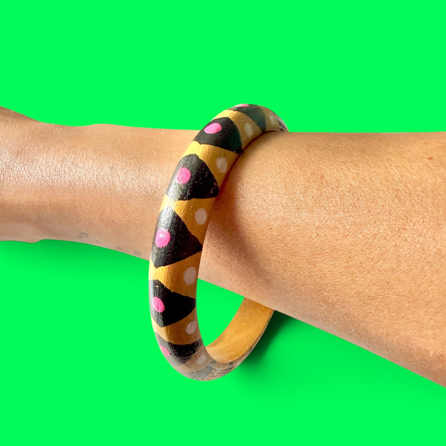 Black & Gold Skinny Wood Bangle Bracelet