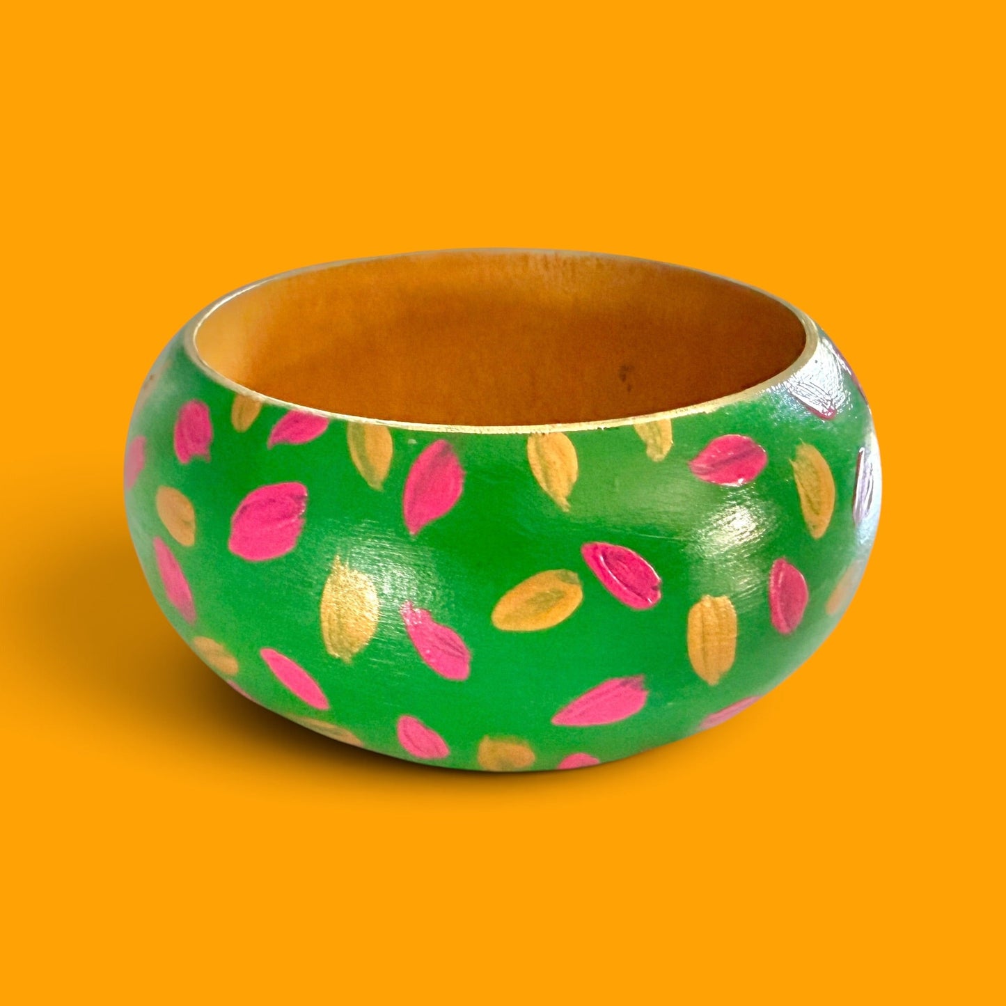 Green Specked Jumbo Wood Bangle Bracelet