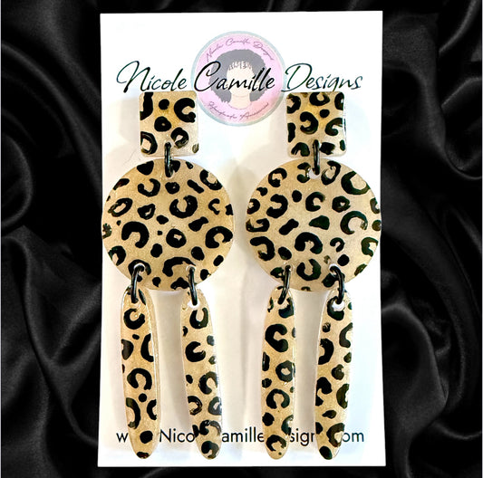 Cheetah Print Dangle Resin Earrings