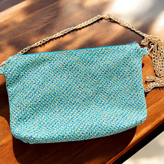 Turquoise Knit Purse