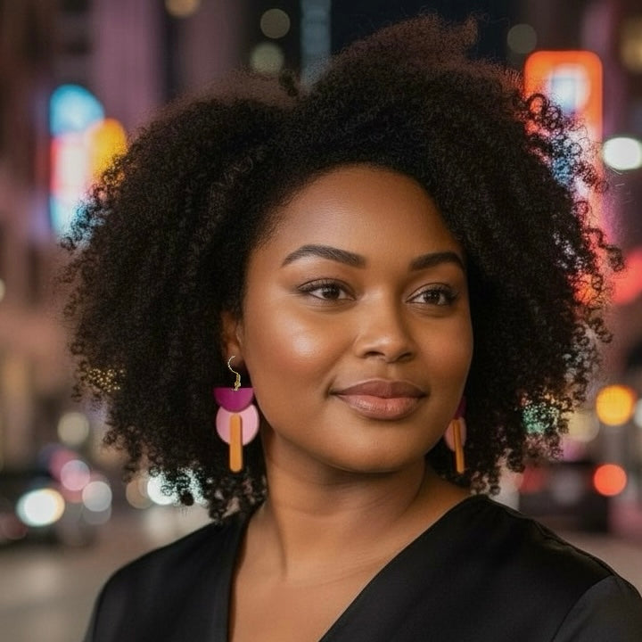 Plum & Pink Geo Clay Earrings