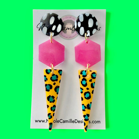 Abstract Geo Triangle Dangle Resin Earrings