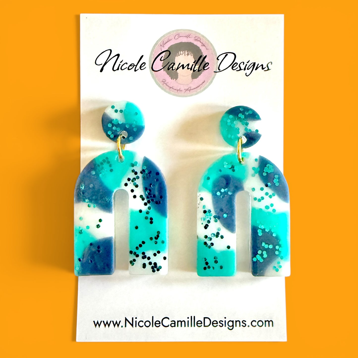 Caribbean Mix Horseshoe Resin Earrings