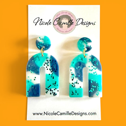 Caribbean Mix Horseshoe Resin Earrings