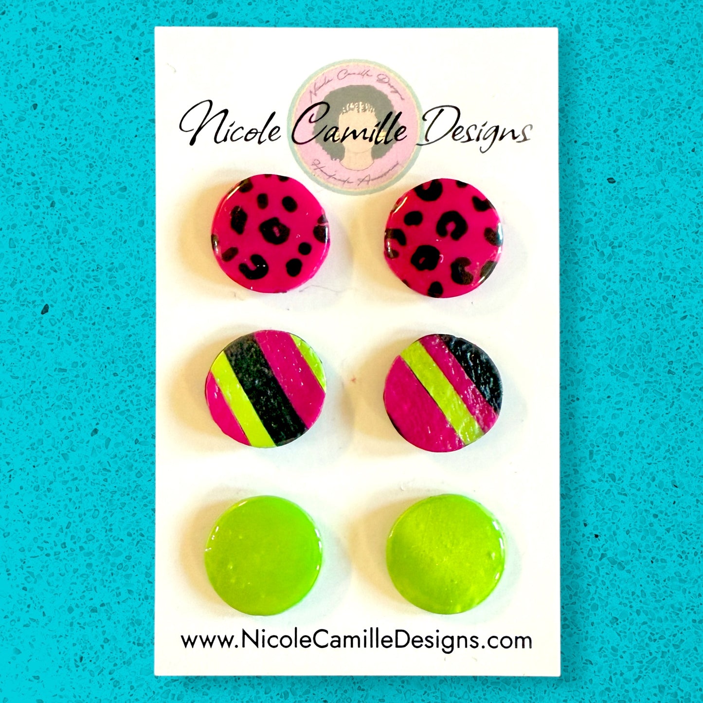 Mixed Abstract Studs Clay Earrings