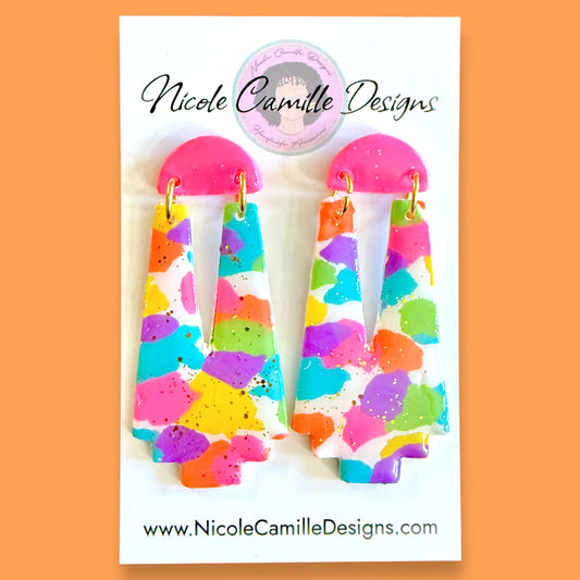 Colorful Patchwork Abstract Clay Earrings
