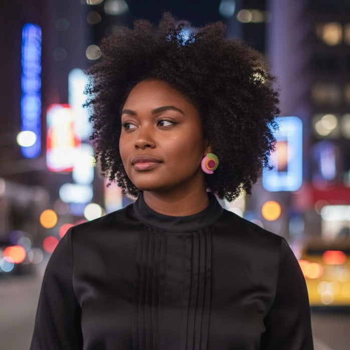 Plum/Olive/Pink Geo Studs Clay Earrings