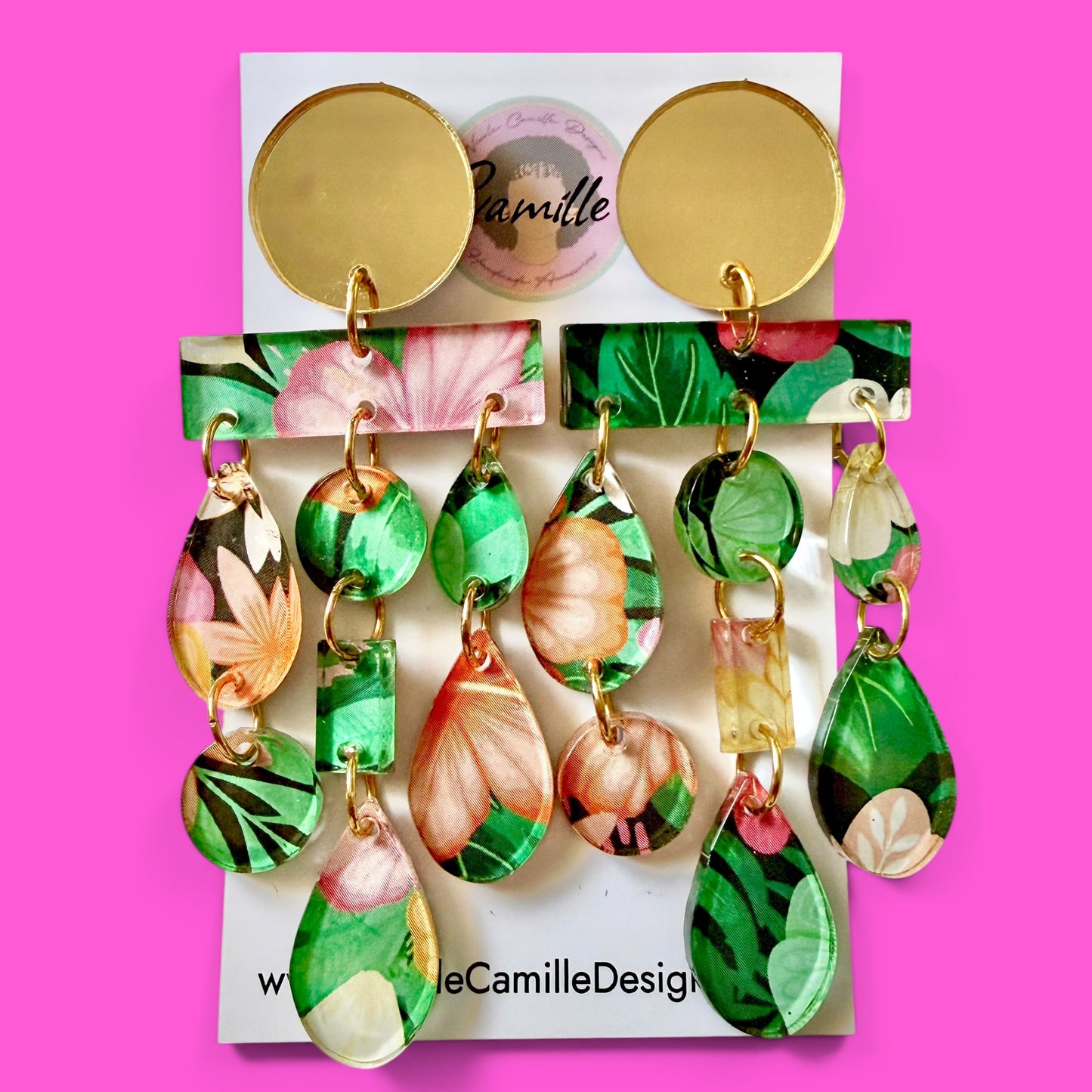 Tropical Print “Morocco” Acrylic Earrings