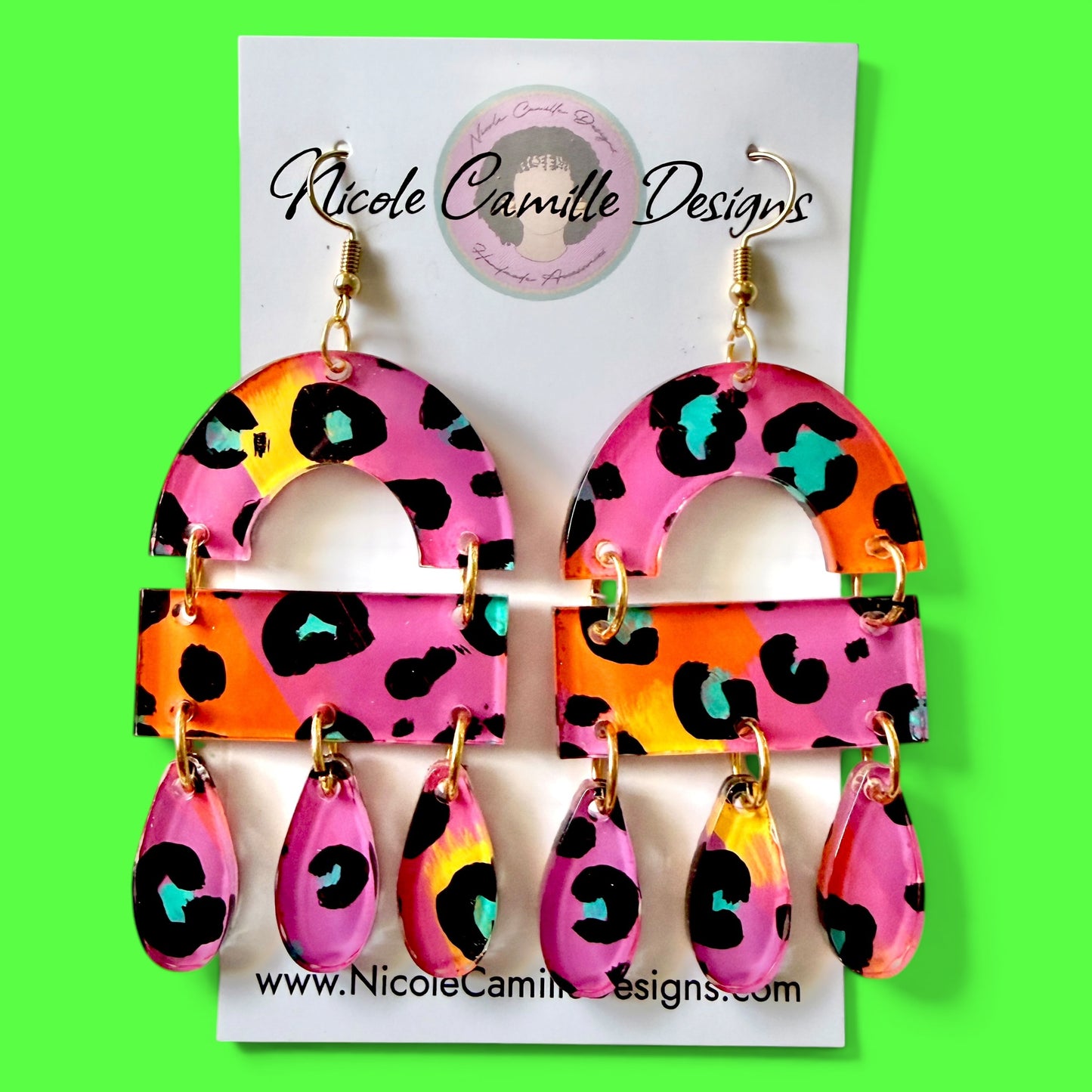 Colorful Leopard “Shianna” Acrylic Earrings