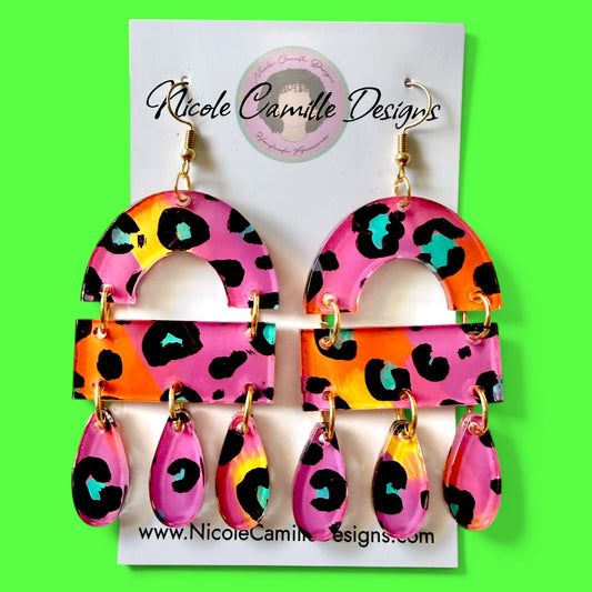 Colorful Leopard “Shianna” Acrylic Earrings