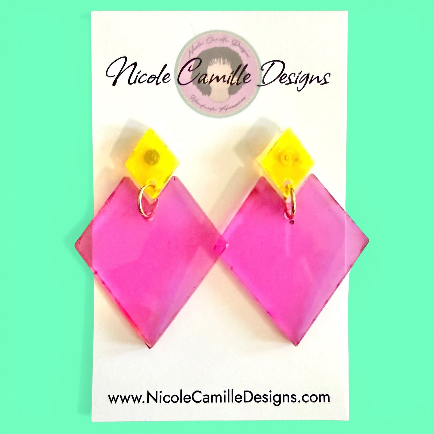 Multicolor Diamond Acrylic Earrings