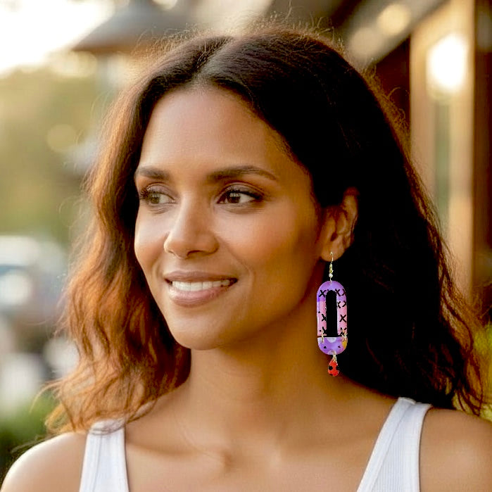Red/Purple/Pink Abstract “Valencia” Acrylic Earrings