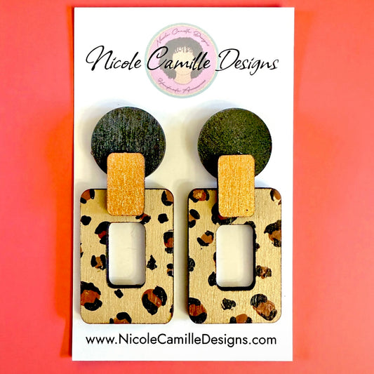 Fall Leopard Mix “Ellyn” Wood Earrings