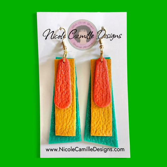Layered Skinny Dangle Clay Earrings 1