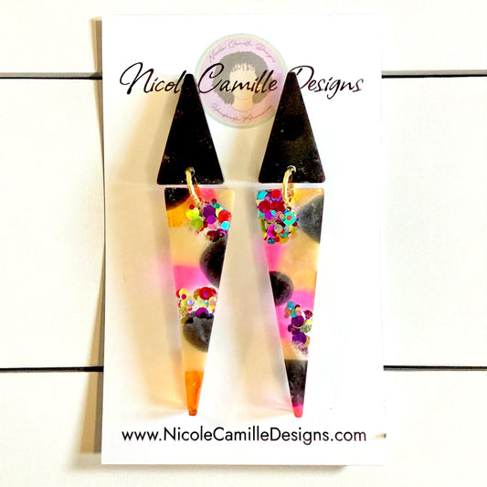 Fall Party Mix Skinny Triangle Resin Earrings