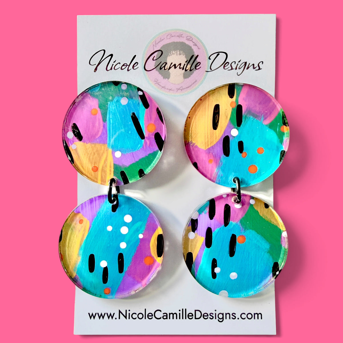 Abstract Double Disc Acrylic Earrings