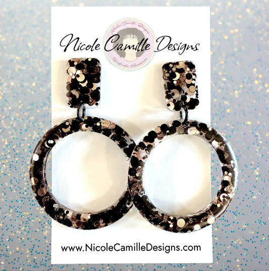 Twilight Glitter Round Resin Earrings