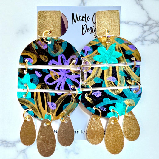 Peacock Color “Raffaela” Paper Earrings