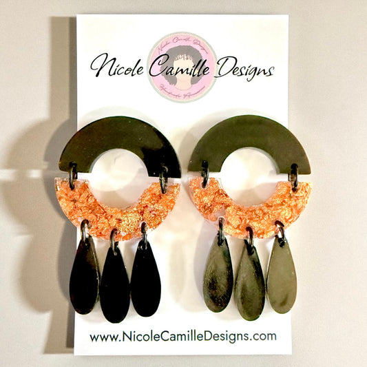 Black & Rose Gold “Brisbane” Resin Earrings