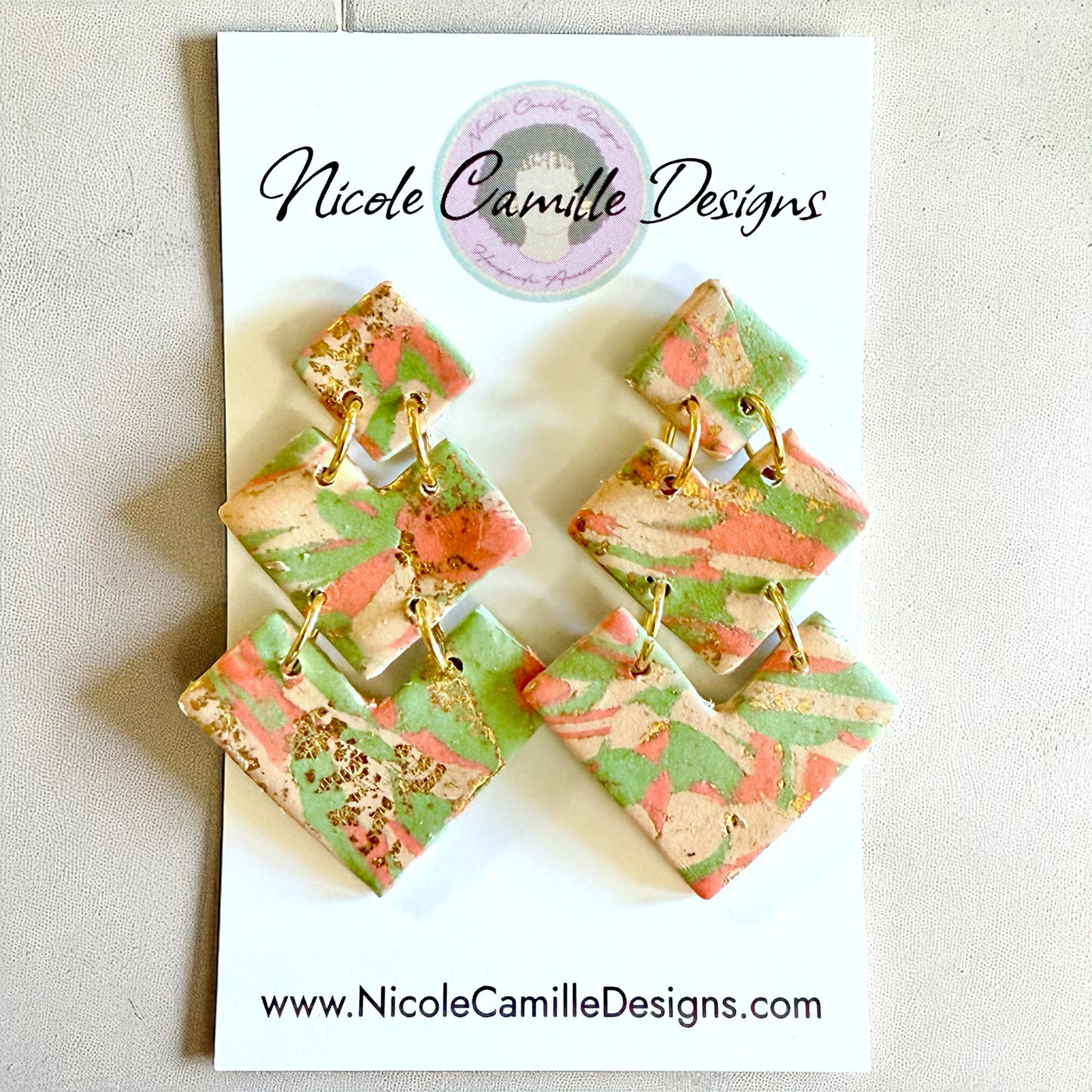 Sage & Orange “Cairo” Clay Earrings