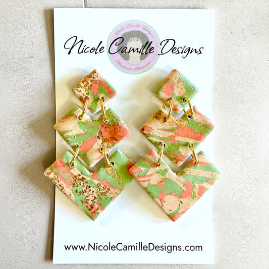 Sage & Orange “Cairo” Clay Earrings