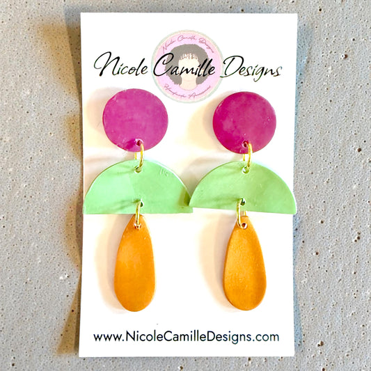 Plum & Olive Geo Clay Earrings