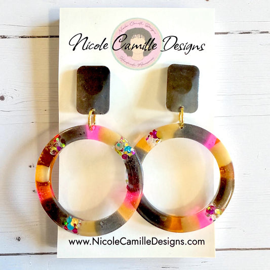 Fall Party Mix Hoop Resin Earrings