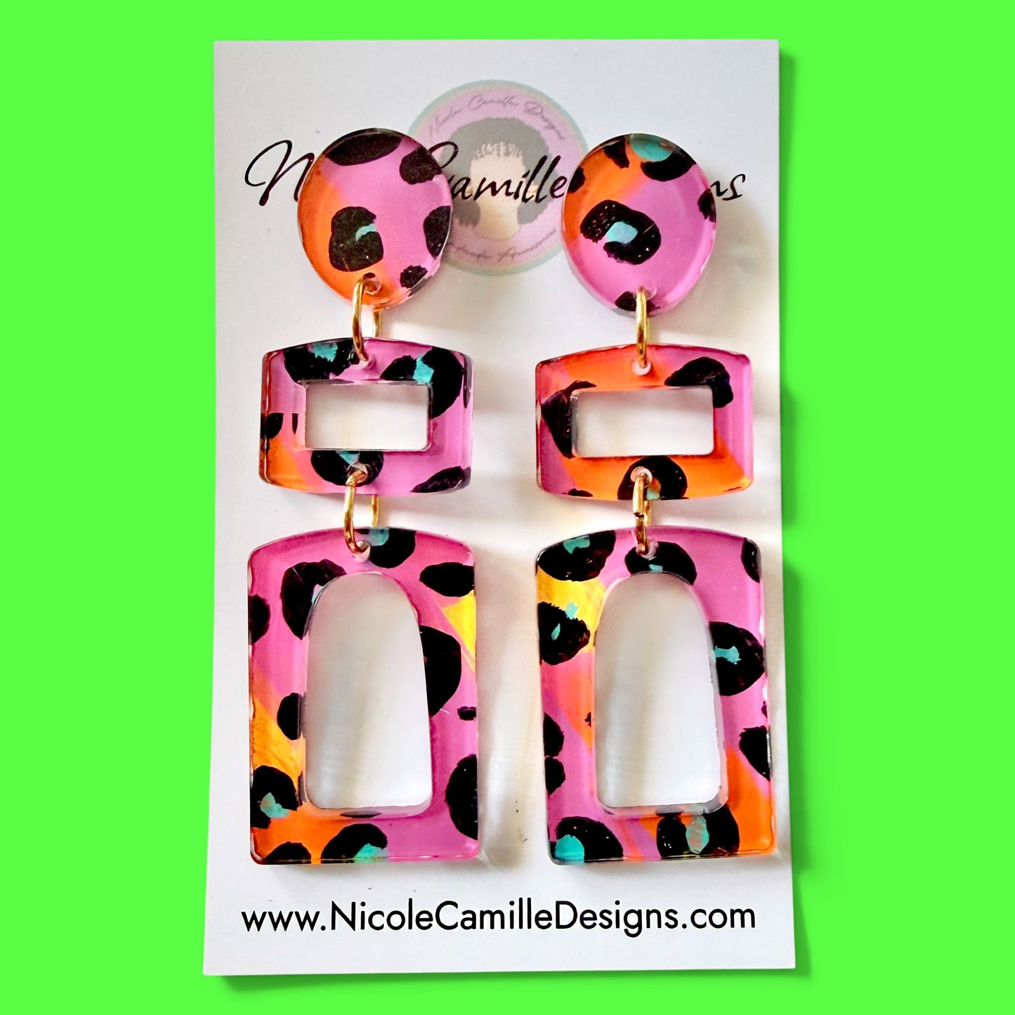 Colorful Leopard “Accra” Acrylic Earrings