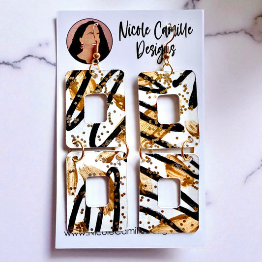Abstract Rectangle Dangles Paper Earrings