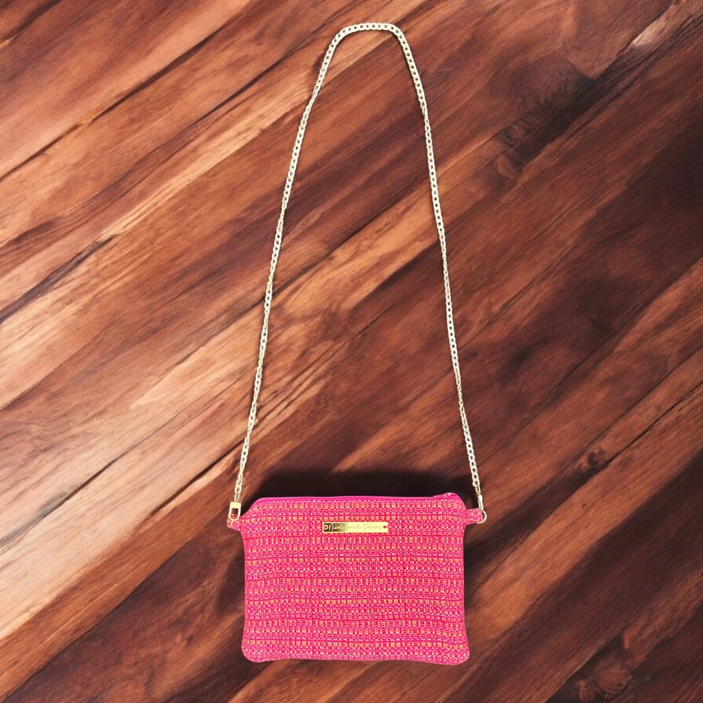 Pink Woven Cloth Purse