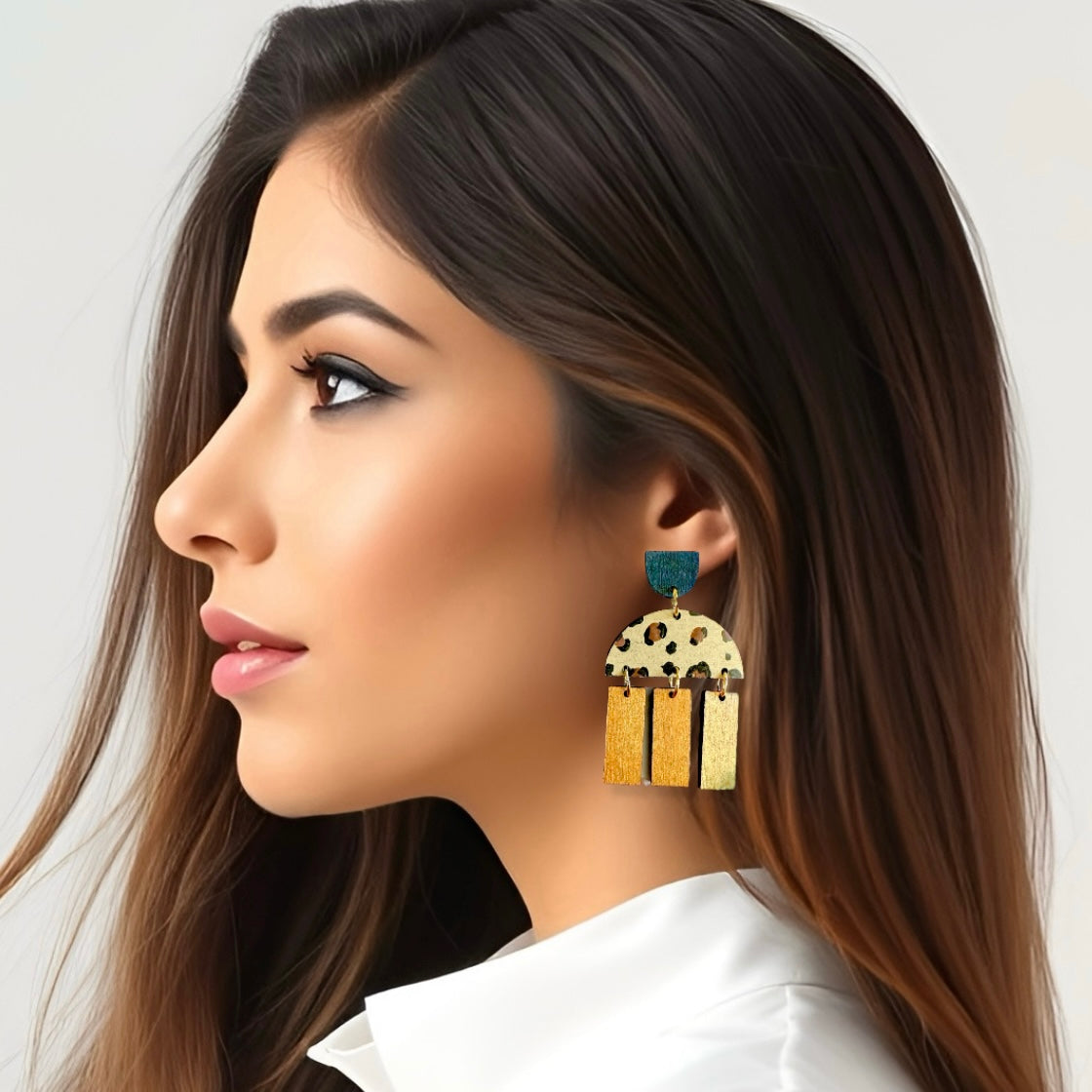 Fall Leopard Mix “Madrid” Wood Earrings