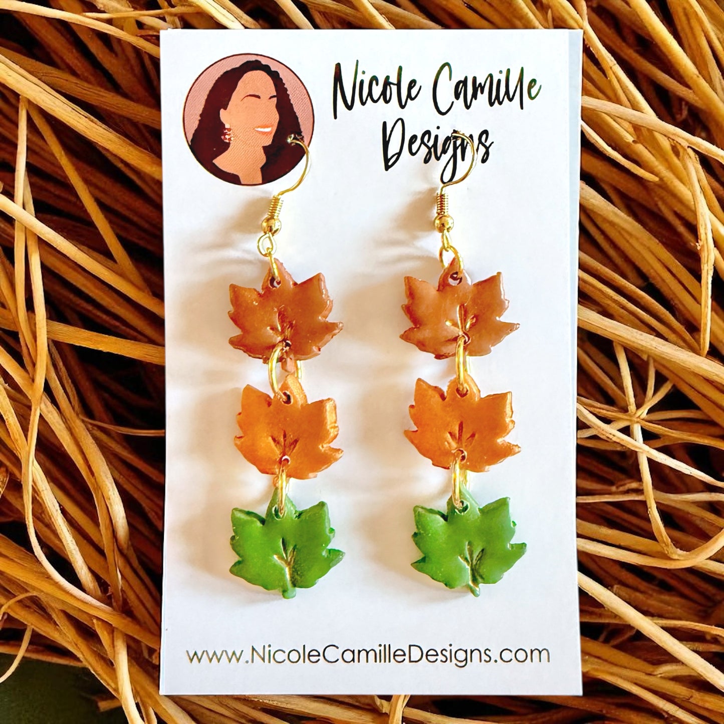 Fall Leaves Dangles Clay Earrings 3