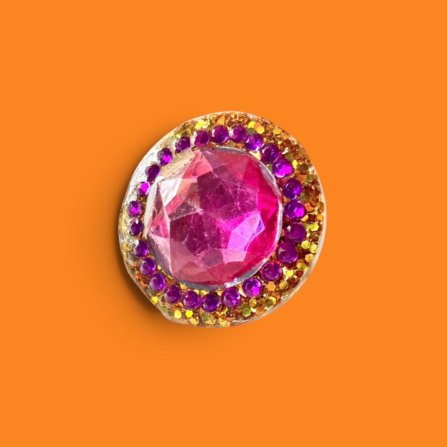Gold Glitter Round Resin Ring 1