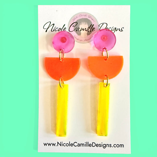 Multicolor Geometric Acrylic Earrings