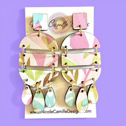Abstract Pastel “Raffaela” Wood Earrings
