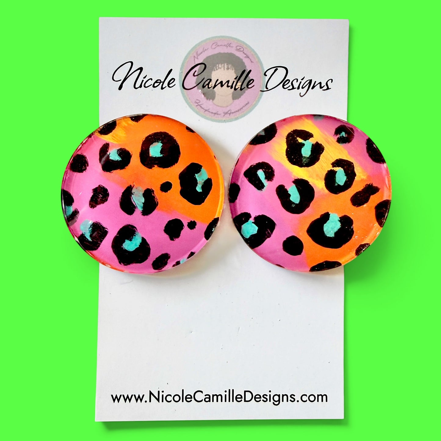 Colorful Leopard Large Studs Acrylic Earrings