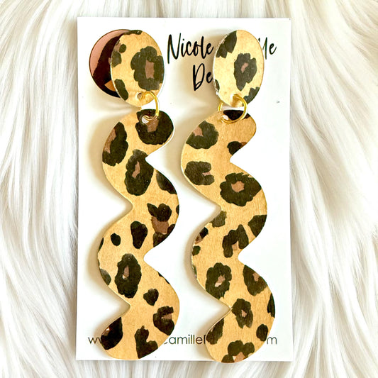 Leopard Print Squiggle Paper Earrings