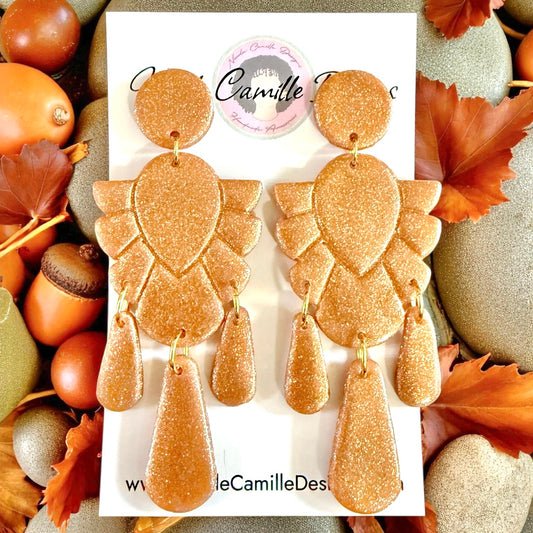 Rose Gold Moroccan Dangles Clay Earrings