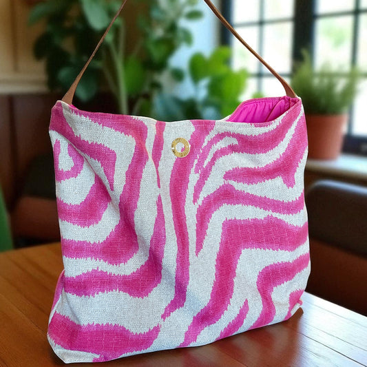 Pink & Gray Zebra Print Hobo Bag
